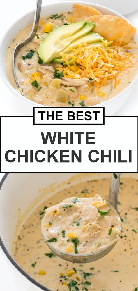 Chicken Chili With Cream Cheese, Chili With Cream Cheese, Best White Chicken Chili, Best Slow Cooker Chili, White Chicken Chilli, Creamy White Chicken Chili Recipe, Easy White Chicken Chili, Vegetarian Quinoa Chili, Chef Savvy