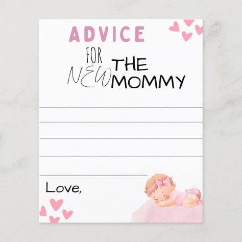 Mommy Advice Cards Shower Ideas, Mommy Advice Cards, Baby Girl Shower Ideas, New Mommy, Pink Cloud, Advice Cards, Unique Business Cards, Pink Clouds, Calling Cards