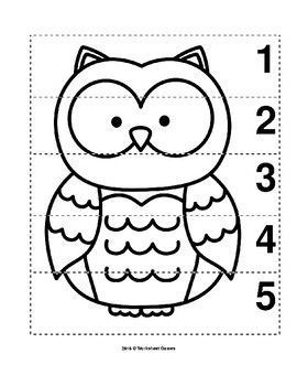 Number Puzzle 1-5, Owl Preschool Activities, Owl Activities For Preschool, Owl Preschool, Owl Activities, Camping Preschool, Owl Classroom, Picture Puzzle, Preschool Colors