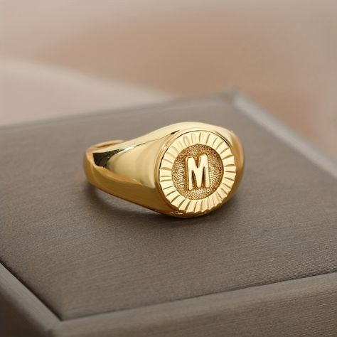 Gold Initial Ring, Fish Hook Bracelet, Shark Earrings, Compass Bracelet, Mermaid Earrings, Letter Ring, Signet Rings, Gold Signet Ring, Initial Ring