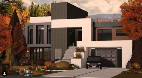 Autumn Mansion, Dark Modern House, Bloxburg Home, Modern Suburban House, Bloxburg House Builds, Modern Mansions, Roblox Bloxburg House Ideas, Bloxburg Houses, House Decorating Ideas Apartments