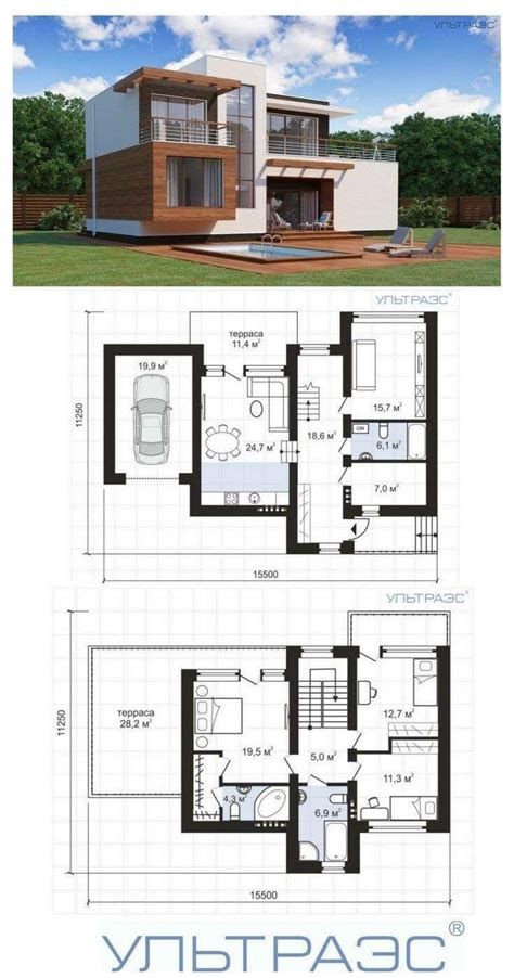 House Projects Architecture, Modern House Floor Plans, 2 Storey House Design, House Plans Mansion, Two Story House, House Construction Plan, Model House Plan, Duplex House Design, Architectural House Plans