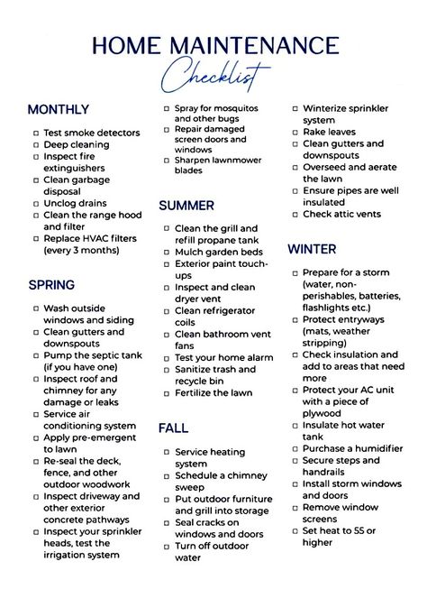 Home Maintenance Calendar, Winter Home Maintenance Checklist, Yearly Home Maintenance Checklist, Yearly Home Maintenance, Homeowner Checklist, Goal Sheets, Winter Checklist, Cleaning Checklists, Estate Planning Checklist