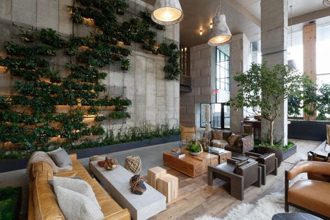 Biophilic Design in Hotels-Indoor Vertical Garden Old House Interior, Hotel Lobby Design, 1 Hotel, Hotel Lounge, Lobby Interior, Hotel Interior Design, Lobby Design, Hotel Interior, Hospitality Design