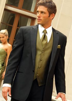 Can't forget Sam :) Fall Wedding Tuxedos, Olive Green Tie, Tuxedo Wedding Suit, Olive Green Weddings, Olive Green Vest, Lavender Bridesmaid Dresses, Black Tux, Vest And Tie, Las Vegas Wedding