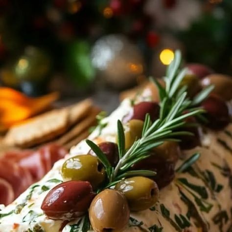 Festive Holiday Antipasto Cream Cheese Log, Cream Cheese Log, Cheese Logs, Marinated Artichoke Hearts, Party Nibbles, Dip Dip, Nibbles For Party, Cheese Log, Holiday Goodies