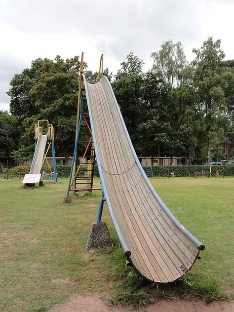 Vintage wooden playground slides - The Netherlands Slides Playground, Playground Backyard Diy, Vintage Playground, Playground Backyard, Playground Slides, Modern Playground, Wooden Playground, Playground Slide, Good Old Times