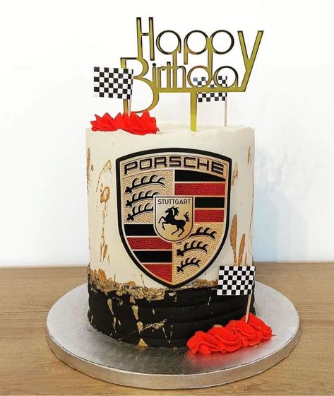 Porsche Birthday Cake, Porsche Cake, Car Cakes For Men, Basketball Birthday Cake, Cars Birthday Cake, 18th Cake, Birthday Cake For Husband, Cake For Husband, Car Themed Parties