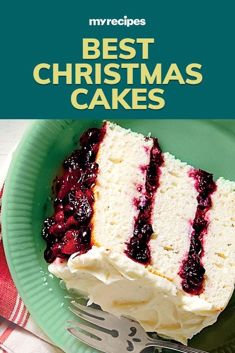 White Cake With Cranberry Filling, Buttercream Christmas Cake, January Recipe, Cranberry Filling, Fancy Deserts, Orange Buttercream, Recipe Photo, Christmas Cake Recipes, Buttercream Recipe