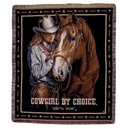 Cowgirl by Choice Tapestry Throw Cowgirl Bedding, Blanket Roll, Horse Bedding, Western Bedding, Horses Theme, Western Gifts, Cowgirl And Horse, Afghan Throw Blanket, Star Stencil