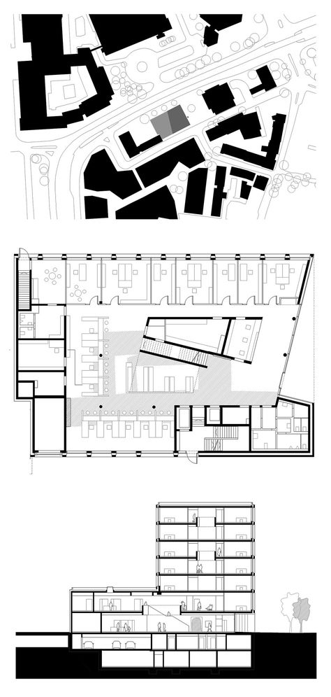 Citizen services Ulm by Bez + Kock Architekten | Administration buildings Administration Plan, Citizen M, University Plan, Administration Building, Central Hall, Concrete Facade, Building Plan, Terrazzo Flooring, Public Building