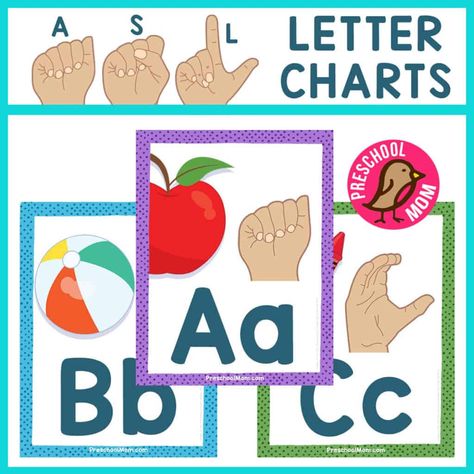 Sign Language Printables - Preschool Mom Alphabet Sign Language Free Printable, Preschool Sign Language Activities, Sign Language Posters For Classroom, Sign Language Printables, Sign Language Worksheets, Preschool Letter A, Classroom Sign Language, Sign Language Poster, Sign Language Letters