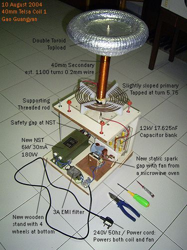 Tesla Coil 1 | 40mm Spark Gap Tesla Coil by Loneoceans Laboratories Diy Tesla Coil, Nikola Tesla Inventions, Tesla Generator, Tesla Free Energy, Tesla Inventions, Tesla Technology, Spark Gap, Free Energy Projects, Free Energy Generator