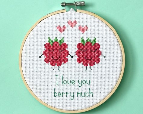 Raspberry Cross Stitch, Romantic Cross Stitch, White Symbol, Valentines Patterns, Cross Stitch Love, Types Of Stitches, Quick Stitch, Simple Cross Stitch, Adobe Acrobat