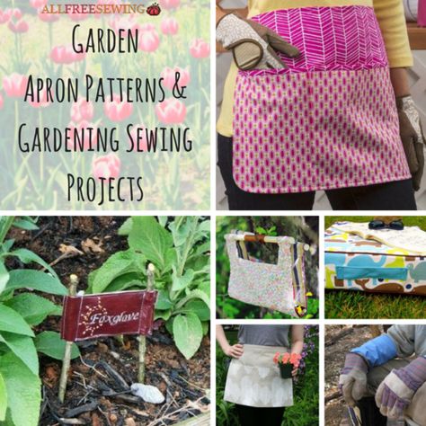 12 Garden Apron Patterns and Gardening Sewing Projects | AllFreeSewing.com Garden Apron Pattern, Sewing Workspace, Reusable Grocery Bags Pattern, Sew An Apron, Garden Sewing, Diy Aprons, Best Sewing Projects, Apron Sewing Patterns, Sewing For Dummies