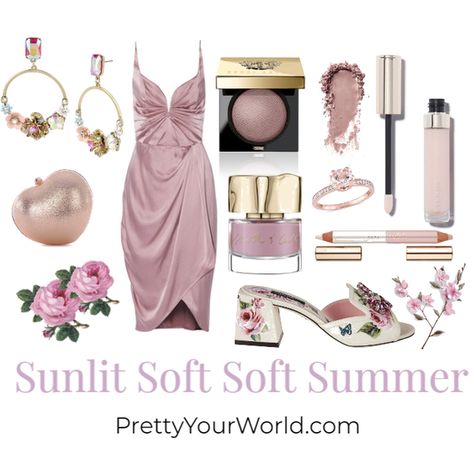 Fashion set Sunlit Soft Summer created via Soft Summer Perfume, Soft Summer Pink Outfit, Sunlit Soft Summer, Soft Summer Outfits Inspiration, Soft Summer Fashion, Highlighter Pencil, Summer Lights, Summer Color Palettes, Soft Summer Color Palette