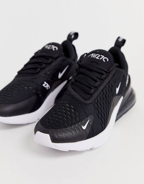 Nike Air Max 270 trainers in black and white | ASOS White Air Max 270, Nike 270, Nike Black And White, Nike Air Max White, Black And White Nikes, Black And White Style, Nike Flyknit, New Nike Air, Nike Air Max 270