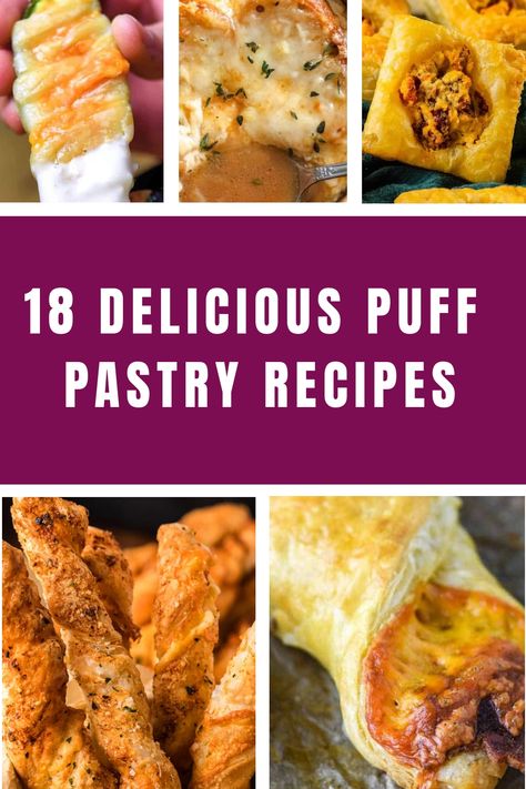 Bacon And Puff Pastry Wrapped Asparagus, Savory Puff Pastry Pinwheels, Dinner Recipes Using Puff Pastry Sheets, Puff Pastry Savory Recipes, Puff Pastry Dinner Recipes, Phylo Pastry Recipes, Savory Puff Pastry Recipes, Puff Pastry Dinner, Danish Puff