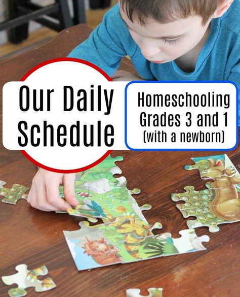 Our daily schedule right now. This is what our day typically looks like! We are a homeschooling family with a newborn as well - this is how we accomplish all we do in a day. #howweelearn #dailyschedule #homeschooling Homeschool Daily Schedule, Homeschool Holidays, Newborn Schedule, Homeschool Lesson Plans, Quiet Time Activities, My Father's World, Homeschool Encouragement, Homeschool Schedule, Grade 3