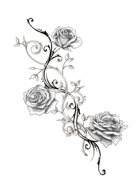 Rose Vine Tattoo, Rose Vine Tattoos, Flower Vine Tattoos, Rosen Tattoo Frau, Thorn Tattoo, Pretty Flower Tattoos, Rose Drawing Tattoo, Vine Tattoo, Tattoos Rose