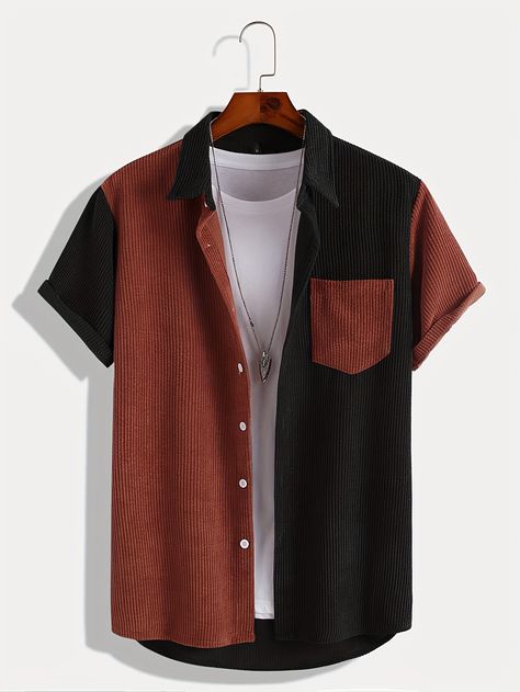 Faster shipping. Better service Mens Bowling Shirts, Mens Corduroy, Arc Design, Mens Fashion Wear, Streetwear Jeans, Vintage Mens Fashion, Streetwear Mens, Bowling Shirts, Short Sleeve Button Up