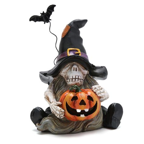 PRICES MAY VARY. Halloween Gnome Figurine: You'll get the Gnome by Hodao designer Jammy, 6"H. Its perfect size can be used as a Holiday interior decoration. It is well protected in its original box, equipped with shockproof expandable polystyrene. The Halloween Creative Skeleton Gnome gift can be delivered safely to you! Artful Skeleton Integration:Gnome Complete with a classic black hat and weathered carving design.Below the hat,a skeleton skull emerges seamlessly,merging the whimsy of the dwar Evil Gnome, Skeleton Theme, Gnome Decorations, Holiday Interior, Halloween Gnome, Gnome Gift, Resin Sculpture, Halloween Movies, Pumpkin Orange