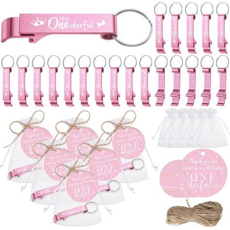 PRICES MAY VARY. Comprehensive Party Pack: these 1st birthday party favors come with everything you need, including 50 bottle openers, 50 thank you tags, 50 organza bags and 1 roll of 20 m twine; The color, style, and quantity are enough to meet your home birthday party decoration needs; It's the nice combination to create memorable and eye catching party favors for guests Handy and Portable: our baby shower favor boasts an appealing and stylish design; Sized at about 0.47 x 3.19 inches/ 1.2 x 8 Karen Wheeler, First Birthday Party Favors, Birthday Party Souvenirs, Little Miss Onederful, Diy Giveaway, Miss Onederful, First Birthday Party Favor, 1st Birthday Favors, 1st Birthday Party Favors