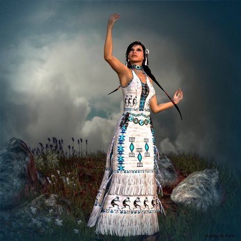 Native American Wolf Myths | She looked up into the sky. There she saw her seven pups. They had ... Native American Wedding Dresses, Native American Wedding Dress, Updos Bridal, American Wedding Dress, Hairstyle Prom, Native American Prayers, Native American Wedding, Native American Spirituality, Native American Dress