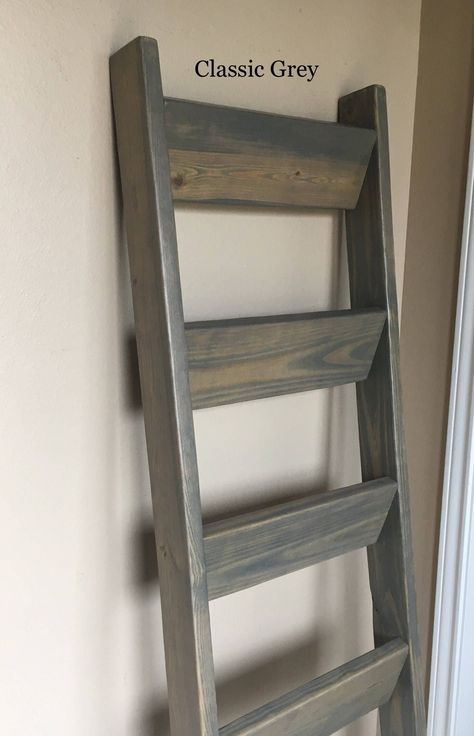 Blanket Organizer, Ladder Blanket, Wisteria Design, Antique White Paints, Quilt Ladder, Custom Farmhouse, Quilt Display, Rustic Ladder, Diy Blanket Ladder