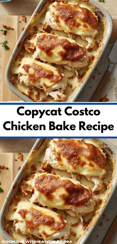 Looking for a delicious weeknight meal? This Copycat Costco Chicken Bake recipe is the perfect solution. It's quick to prepare and packed with flavor, making it an ideal choice for family dinners. Costco Chicken Recipes, Chicken Bake Costco, Chicken Haystacks, Costco Chicken Bake, Chicken Bake Recipe, Costco Chicken, Costco Meals, Baked Chicken Recipes Easy, Chicken Bake