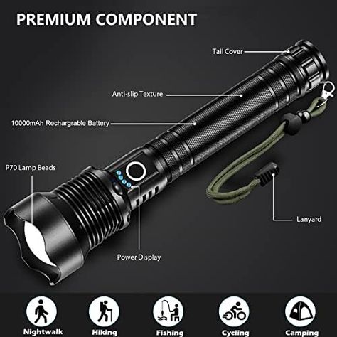 Super Bright Flashlight, Bright Led Flashlight, Rechargeable Flashlight, Light Flashlight, Led Flashlight, Self Defense, Usb Cable, Flashlight, Camping