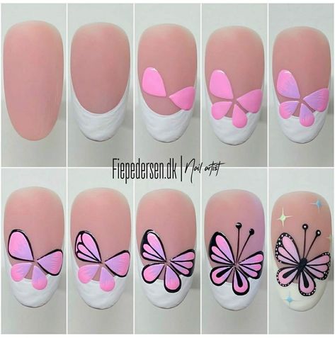 Quick Easy Nail Art, Edgy Nails Grunge, Nude Color Nail Art, Nails Gothic, Quick Nail Art, Butterfly Nail Designs, Kutek Disney, Nail Art Designs Images, Nail Art Tutorials