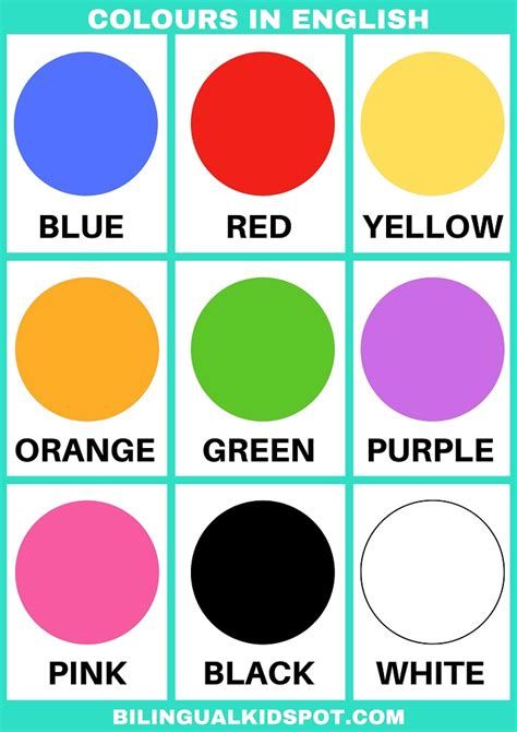 Color Names: List Of Colors In English With The Picture Kertas Kerja Prasekolah, Aktiviti Prasekolah, Preschool Charts, Teach English To Kids, Small Nursery, Color Flashcards, English Activities For Kids, Kids Worksheets Preschool, Aktiviti Kanak-kanak