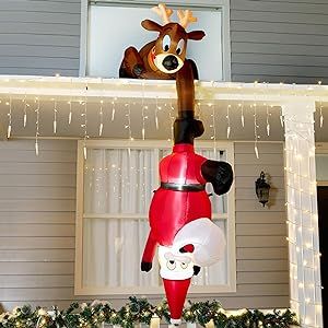 Joiedomi 8 FT Hanging Christmas Inflatables Decoration, Christmas Inflatable Reindeer and Climbing Santa, Blow Up Inflatable with Build-in LED for Xmas Party Indoor, Outdoor, Yard, Garden, Lawn Decor Christmas Setup, Santa With Reindeer, Inflatable Decorations, Santa Decorations, Christmas Inflatables, Christmas Yard, Indoor Christmas, Brings Joy, Lawn Decor