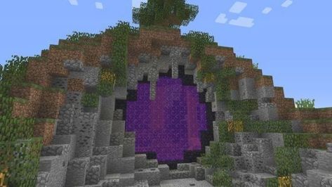 Nether Portal Design Cave, Overgrown Nether Portal, Minecraft Portal, Nether Portal, Construction Minecraft, Minecraft Building Guide, Minecraft Decoration, Portal Design, Minecraft Structures