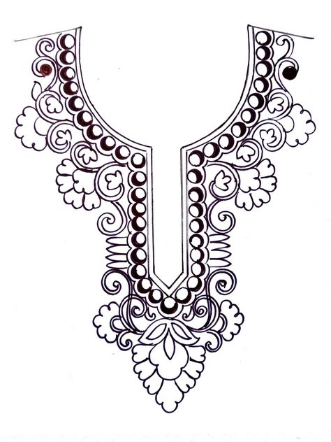 Neckline Designs Drawing, Fabric Painting Designs For Kurtis Neck, Neck Designs For Kurtis Embroidery, Kurti Drawing, Simple Neck Embroidery Designs, Drawing For Embroidery, Draw Neck, Neck Embroidery Designs For Kurtis, Hand Embroidery Designs For Beginners