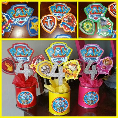 Paw patrol centerpieces Diy Paw Patrol Centerpiece Ideas, Paw Patrol Centerpiece Ideas Diy, Paw Patrol Centerpiece Ideas, Paw Patrol Centerpieces, Paw Patrol Centerpiece, Paw Patrol Theme, Paw Patrol Party Decorations, Paw Patrol Birthday Theme, Paw Patrol Decorations