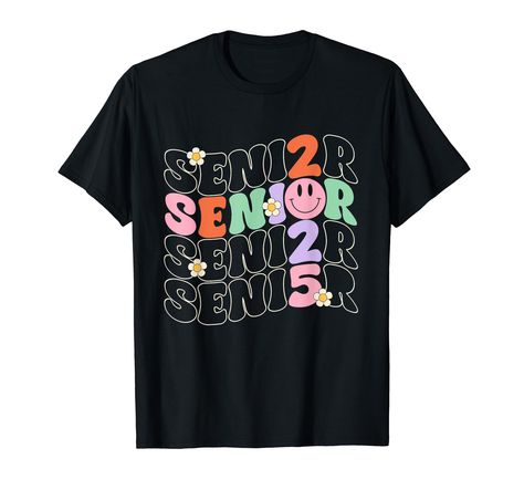 PRICES MAY VARY. Retro Groovy Senior 2025 smile face design for men women boys girls to wear on graduation class of 2025 or first day of school 2025. Senior 2025 graduations gifts with retro groovy style. Lightweight, Classic fit, Double-needle sleeve and bottom hem Class Of 2025, Retro Groovy, T Shirt Image, Face Design, Smile Face, First Day Of School, First Day, Branded T Shirts, Top Styles