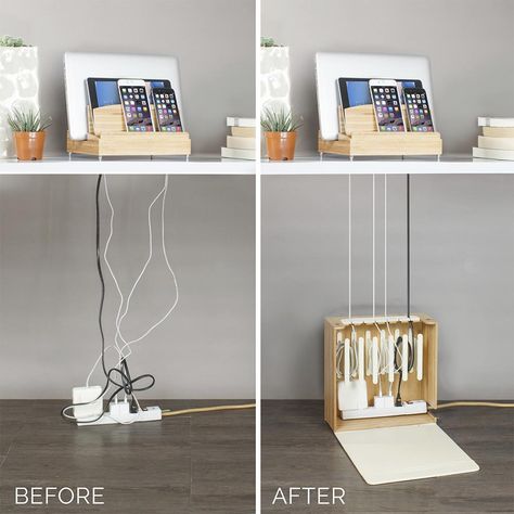 Ultra Charging Station & Cord Corral Combo with 6 Outlet A/C Power Strip | Great Useful Stuff