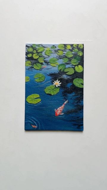 Water Lily Canvas Painting, Water Colour Aesthetic, Waterlily Painting, School Pens, Small Canvas Paintings, Small Canvas Art, Small Canvas, Water Lily, Diy Art Painting