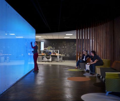 CIE STUDIOS PROJECT WINS REMMY AWARD FOR CREATIVE WORKSPACES | Los Angeles Office Furniture - Crest Office #furnituredesigns Vr Room, Innovation Lab, Innovation Centre, Futuristic Interior, Creative Workspace, Collaboration Space, Workplace Design, Office Workspace, Office Interior Design