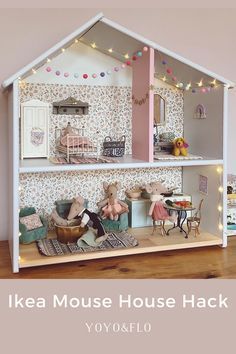 Ikea Doll House Shelf, Ikea Dollhouse Maileg Mice, Ikea Flisat Dollhouse Maileg, Ikea House Shelf, Dolls Houses Ideas, Maileg Mice House Diy, How To Paint A Doll House, Ikea Doll House Hack, Ikea Maileg House