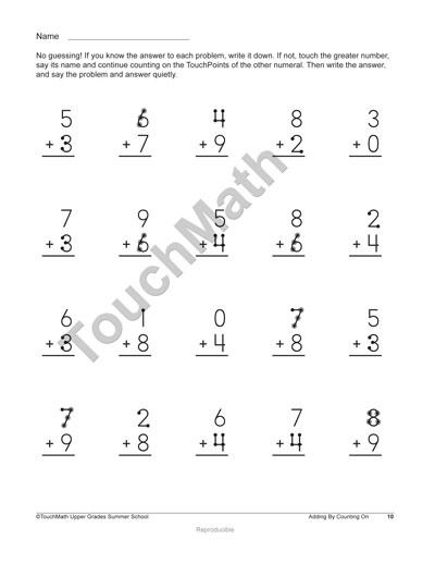 Free Touch Math Worksheets With Touch Points Touch Point Math, Math Subtraction Worksheets, Rhyming Worksheet, Touch Math, Educational Assistant, Kindergarten Addition Worksheets, Math Addition Worksheets, Worksheets For Grade 3, Free Printable Math Worksheets