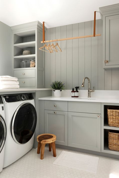 Cabinet Trends, Laundry Room Tile, Modern Tudor, Kitchen Cabinet Trends, Laundry Room Renovation, Open Dining Room, Laundry Room Cabinets, Laundry Room Remodel, Laundry Room Inspiration