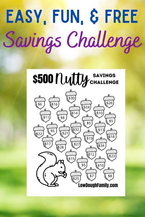 Easy to download, free printable, fun savings challenge to save $500 in 30 days! Free Savings Challenge, Save 500 In 30 Days, 500 In 30 Days, Savings Plan Printable, Kids Money Management, Money Management Books, Free Budget Printables, Saving Money Chart, Savings Chart