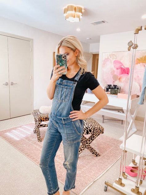 Maternity Overalls Outfit, Black Overalls Outfit, Denim Overalls Outfit, Walmart Dresses, Cashmere Wrap Sweater, Maternity Capsule Wardrobe, Maternity Overalls, Repeat After Me, Maternity Black Dress