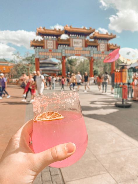 Epcot China pavilion festival of the arts Drinks Around The World Epcot, Epcot Drink Around The World, Disney 21st Birthday, April Intentions, Epcot Drinks, Drink Around The World Epcot, Disney Drinking Around The World, Disneyland Poses, Epcot Aesthetic