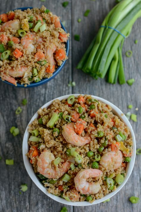 Shrimp Quinoa Bowl, Shrimp Quinoa, Deficit Meals, Shrimp And Quinoa, Sheet Pan Shrimp, Edamame Recipes, Greek Quinoa Salad, Pan Shrimp, Quinoa Spinach