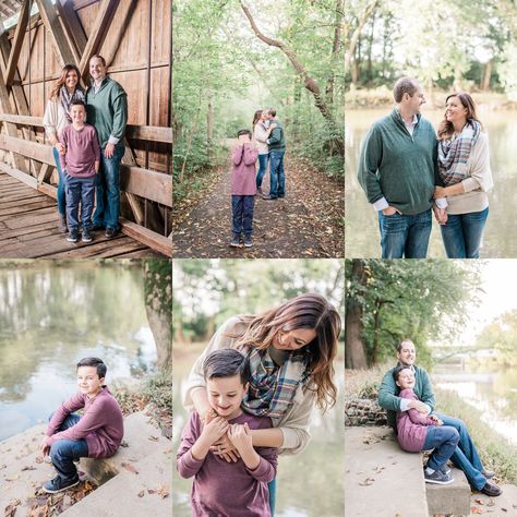 The Fenneman Family | Wooded Photography Session at a Covered Bridge | Noblesville Indiana Family Photographers Covered Bridge Family Photos, Noblesville Indiana, Photo Bridge, Woods Photography, Photography Basics, Family Posing, Photography Work, Covered Bridges, Family Session