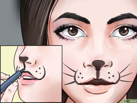 Black Cat Face Paint, Oz Büyücüsü, Cat Face Halloween, Black Cat Makeup, Cat Face Makeup, Simple Cat Makeup, Costumes Faciles, Maquillage Halloween Simple, Halloween Makeup For Kids